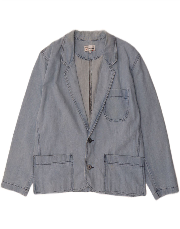 STEFANEL Womens Oversized 2 Button Denim Blazer Jacket UK 10 Small Blue