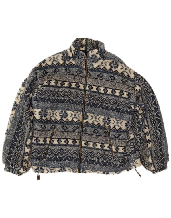 Vintage fleecejakke til mænd UK 40 Large Blue Fair Isle