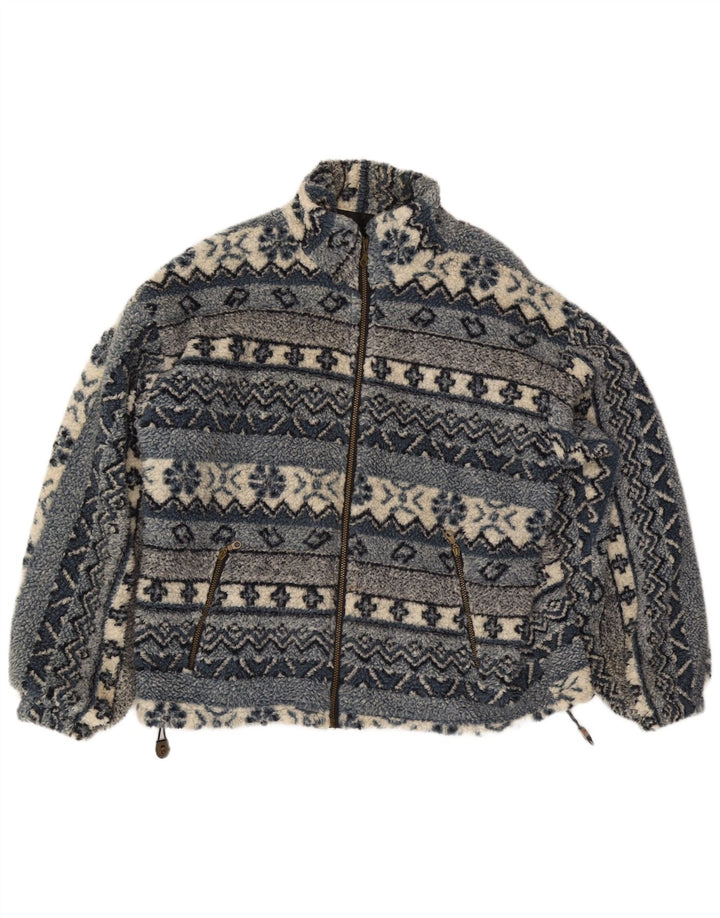 Vintage fleecejakke til mænd UK 40 Large Blue Fair Isle