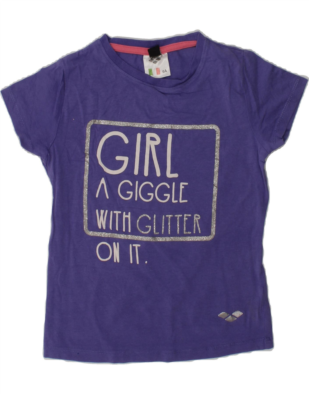 ARENA Girls Graphic T-Shirt Top 5-6 Years Purple Cotton | Vintage Arena | Thrift | Second-Hand Arena | Used Clothing | Messina Hembry 