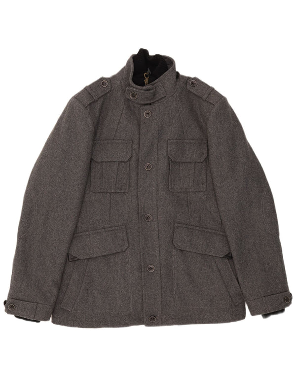 Esprit Mens Military Jacket UK 42 XL Grey Wool
