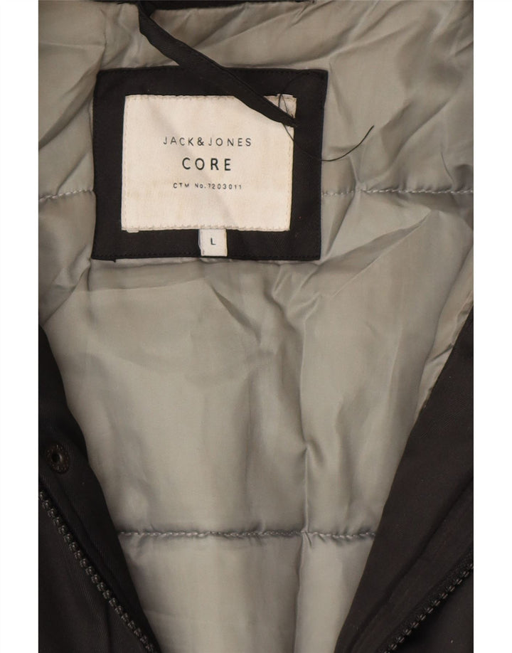 JACK & JONES Herre Hooded Parka Jacket UK 40 Large Black