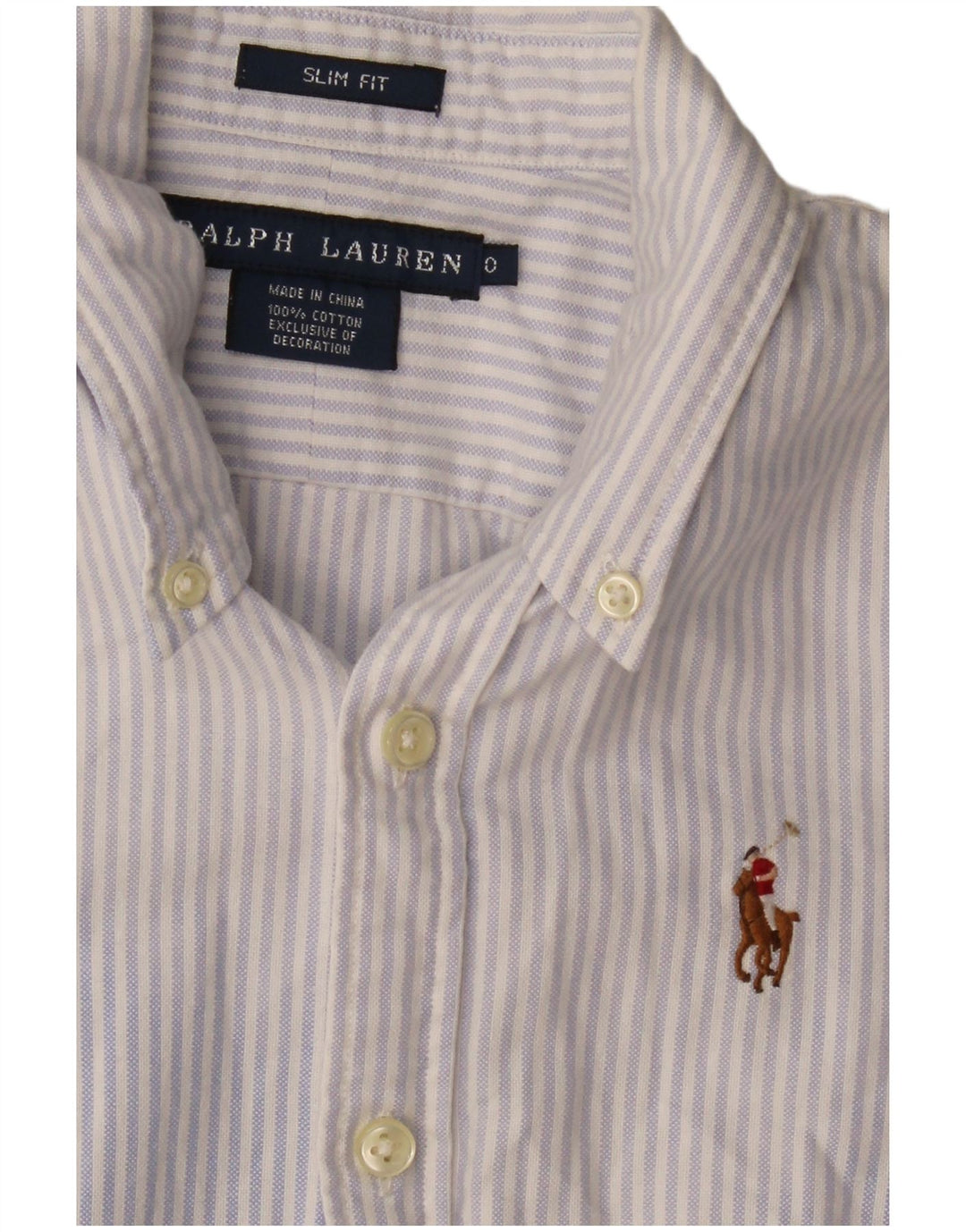 RALPH LAUREN Dame Slim Fit Skjorte US 0 XS Blå Stribet Bomuld
