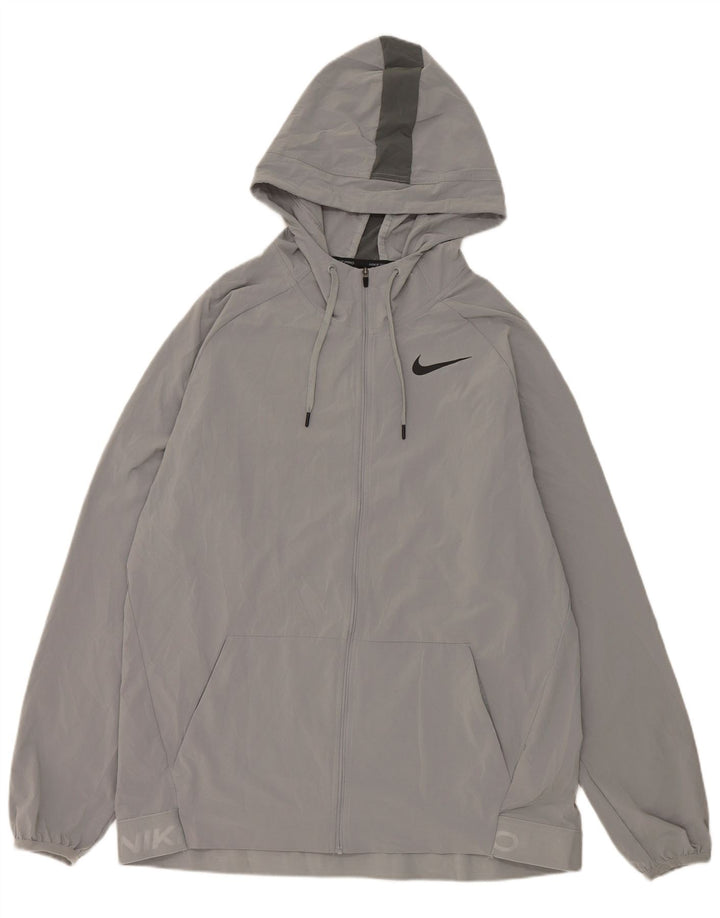 Nike Herre Dri Fit Træningsdragt med hætte Topjakke Stor grå farveblok