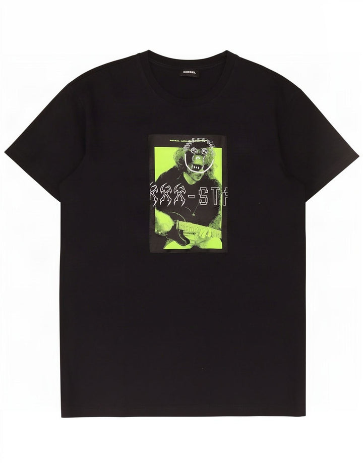 Diesel Herre Grafisk T-Shirt Top 2XL Sort Bomuld