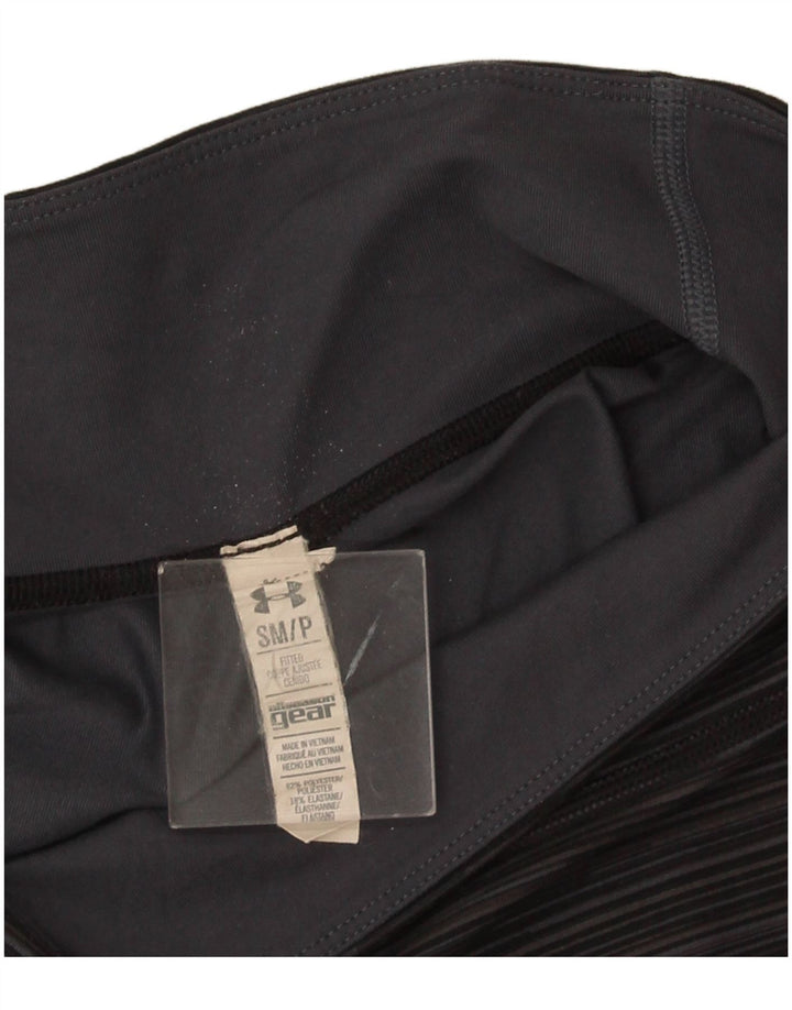 Under Armour Dame Capri Leggings UK 10 Små grå stribet polyester