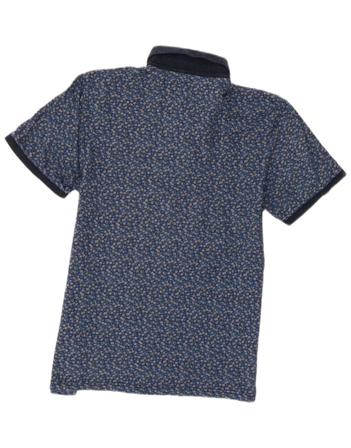 Ted Baker herre poloskjorte str. 4 Large Blue Floral Cotton