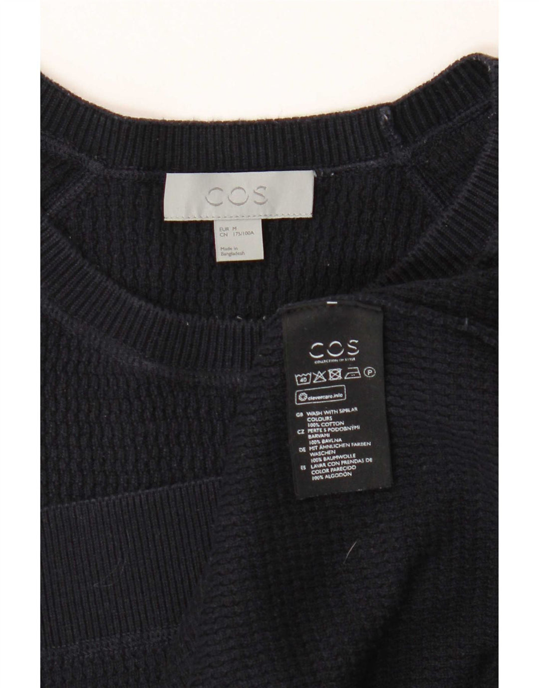 Cos Herre T-Shirt Top Medium Marineblå Bomuld