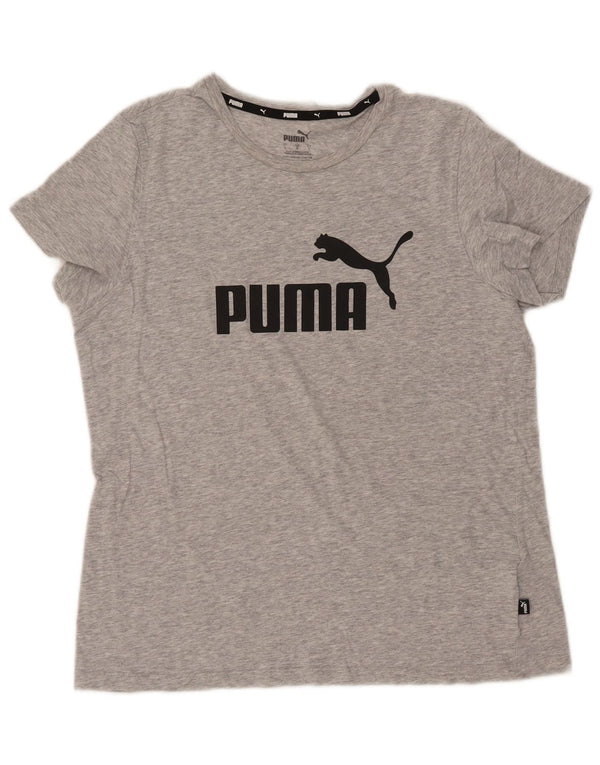 PUMA Grafisk T-shirt top til kvinder DK 16 Stor grå bomuld