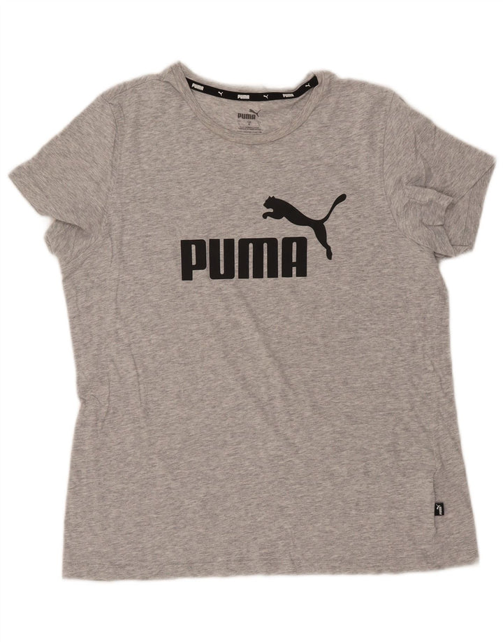 PUMA Grafisk T-shirt top til kvinder DK 16 Stor grå bomuld