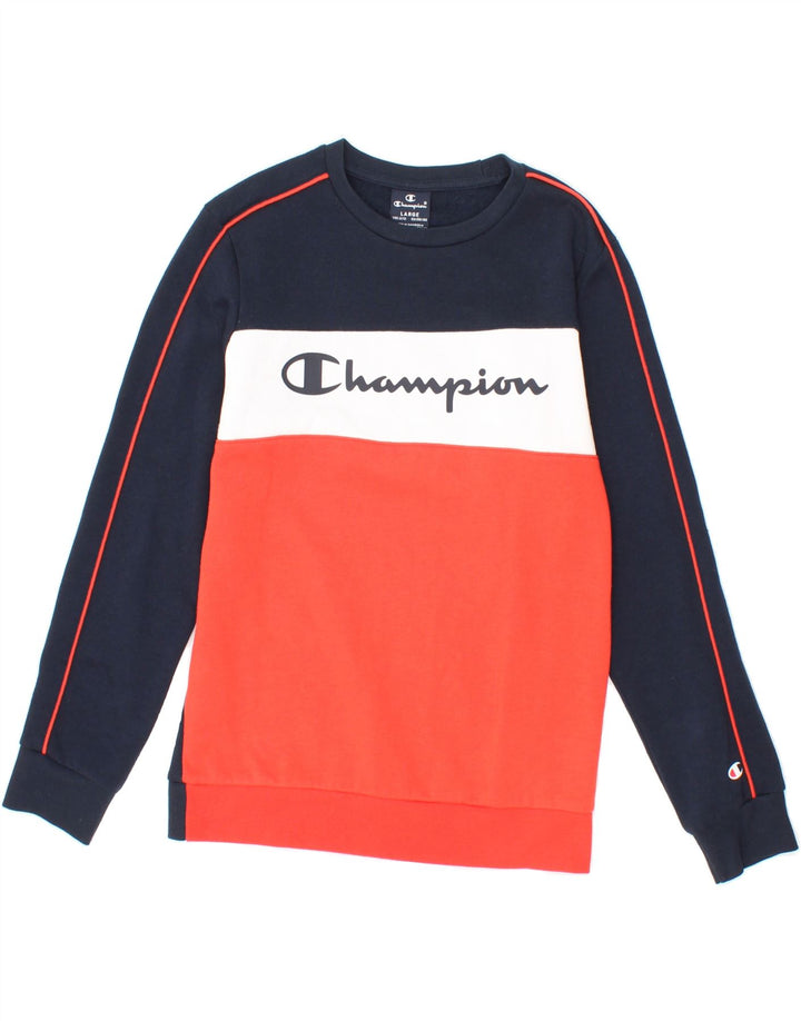 CHAMPION Boys Graphic Sweatshirt Jumper 11-12 Years Large Navy Blue Vintage Champion and Second-Hand Champion from Messina Hembry 