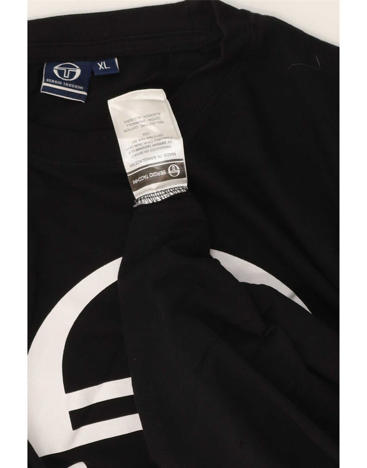 Sergio Tacchini Herre grafisk T-shirt top XL sort bomuld