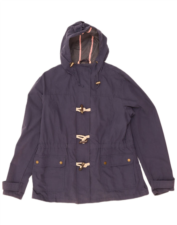 Fat Face Dame Hætte Duffle Jacket UK 16 Large Navy Blue Cotton