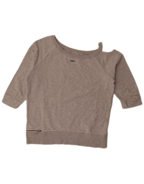 Diesel Dame 3/4 ærmet One Shoulder Top UK 14 Medium Grey