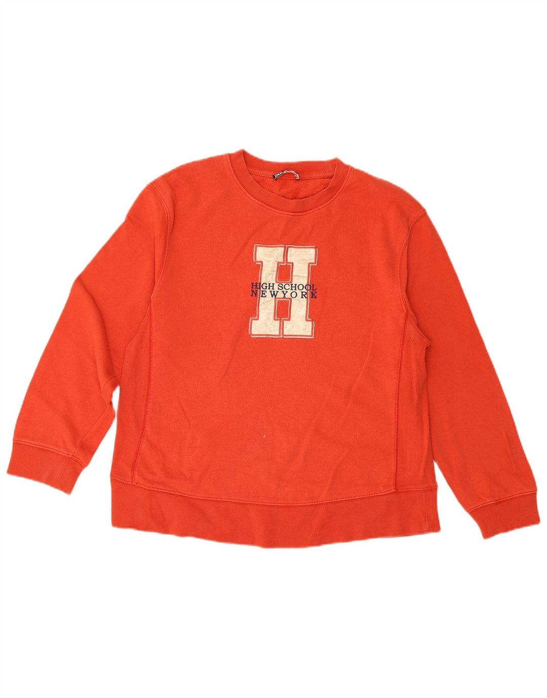 Zara Dame Grafisk Sweatshirt Jumper UK 14 Medium Rød Bomuld