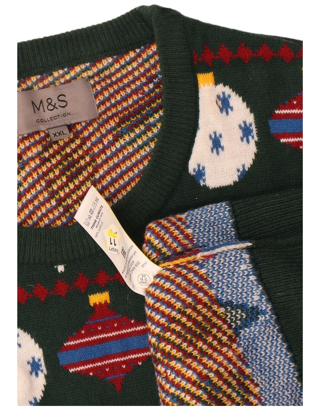 Marks & Spencer Herre sweater med rund hals 2XL Green Fair Isle