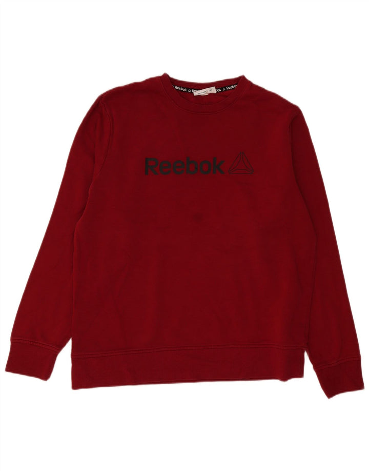 Reebok Herre Grafisk Sweatshirt Jumper Large Burgundy