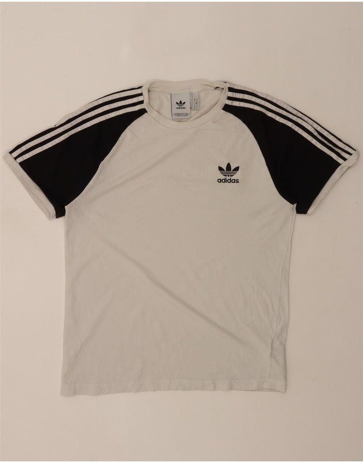 Adidas Herre T-Shirt Top Medium White Colourblock Bomuld