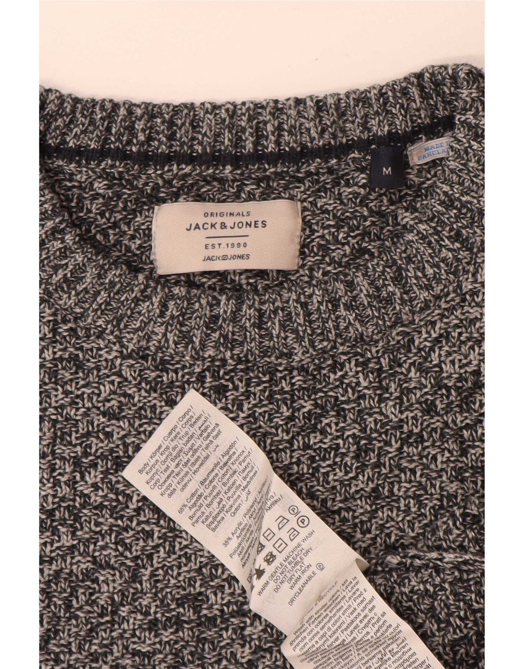 Jack & Jones Herre trøjetrøje med rund hals mellemgrå Flecked Bomuld