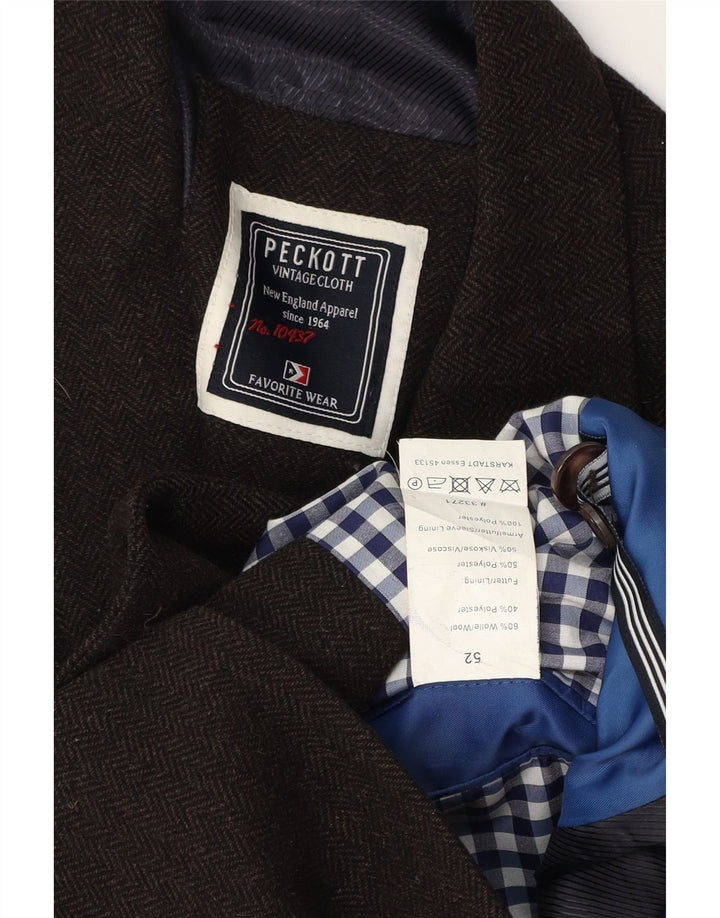 Peckott Herre 2-knaps blazerjakke IT 52 XL Brun sildebensuld