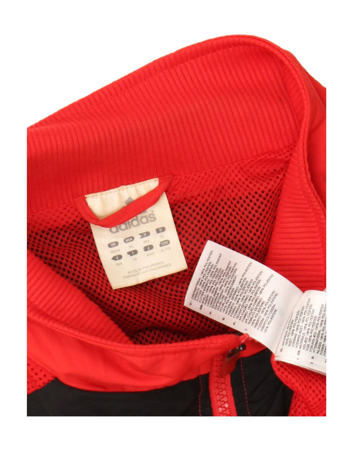 Adidas herre tracksuit jakke UK 48/50 XL Rød Colourblock Polyester