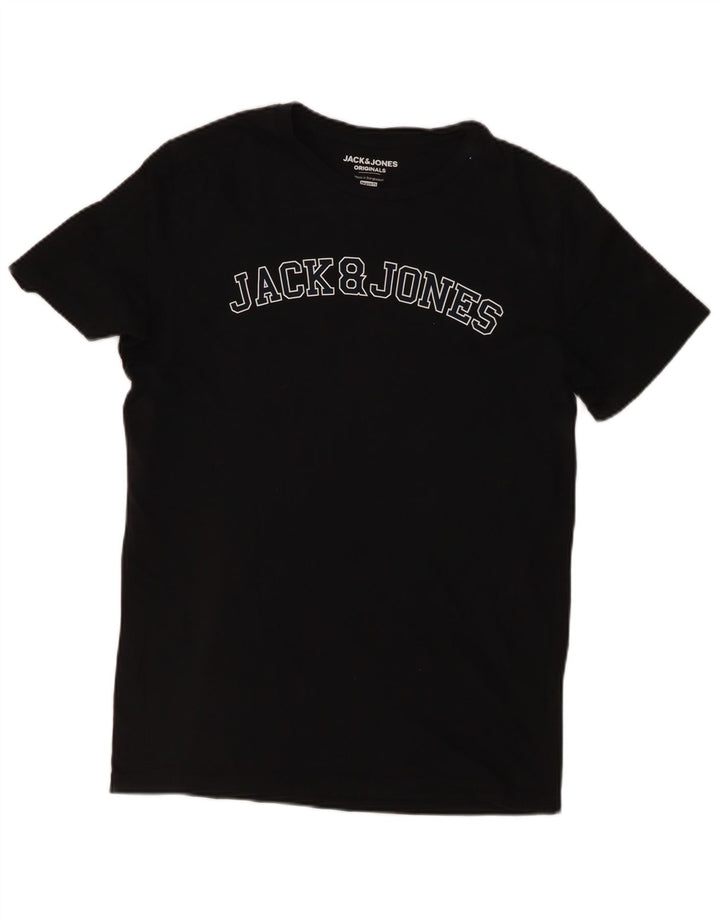 Jack & Jones Herre Regular Fit Grafisk T-shirt Top Medium Sort Bomuld