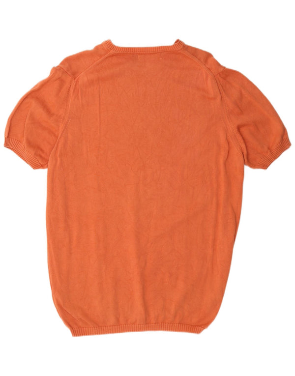 Zara Herre Kortærmet Boat Neck Jumper Sweater XL Orange Bomuld