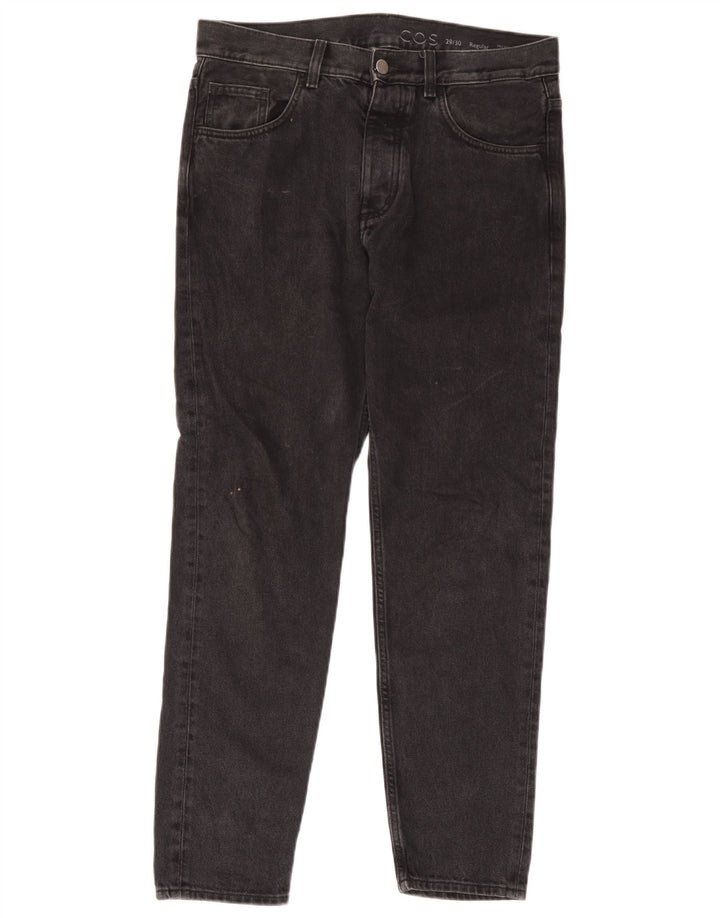 Cos Dame Mid Rise Regular Tapered Jeans W29 L30 Sort Bomuld