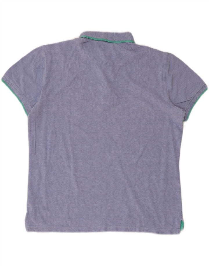 Massimo Dutti Herre Casual Fit Polo Shirt Stor Blå Bomuld