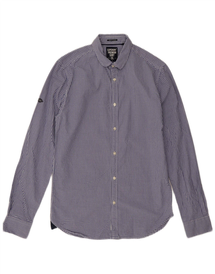Superdry Herre Classic Fit-skjorte, lille blå Gingham-bomuld