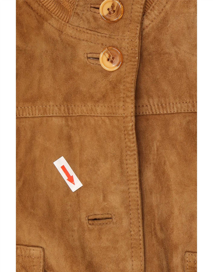 Vintage Dame Ruskind Bomber Jacket IT 44 Medium Beige Læder