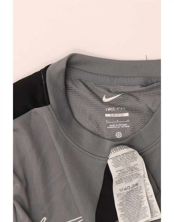 Nike Herre Dri Fit Slim Fit T-shirt Top Lille grå Colourblock Polyester