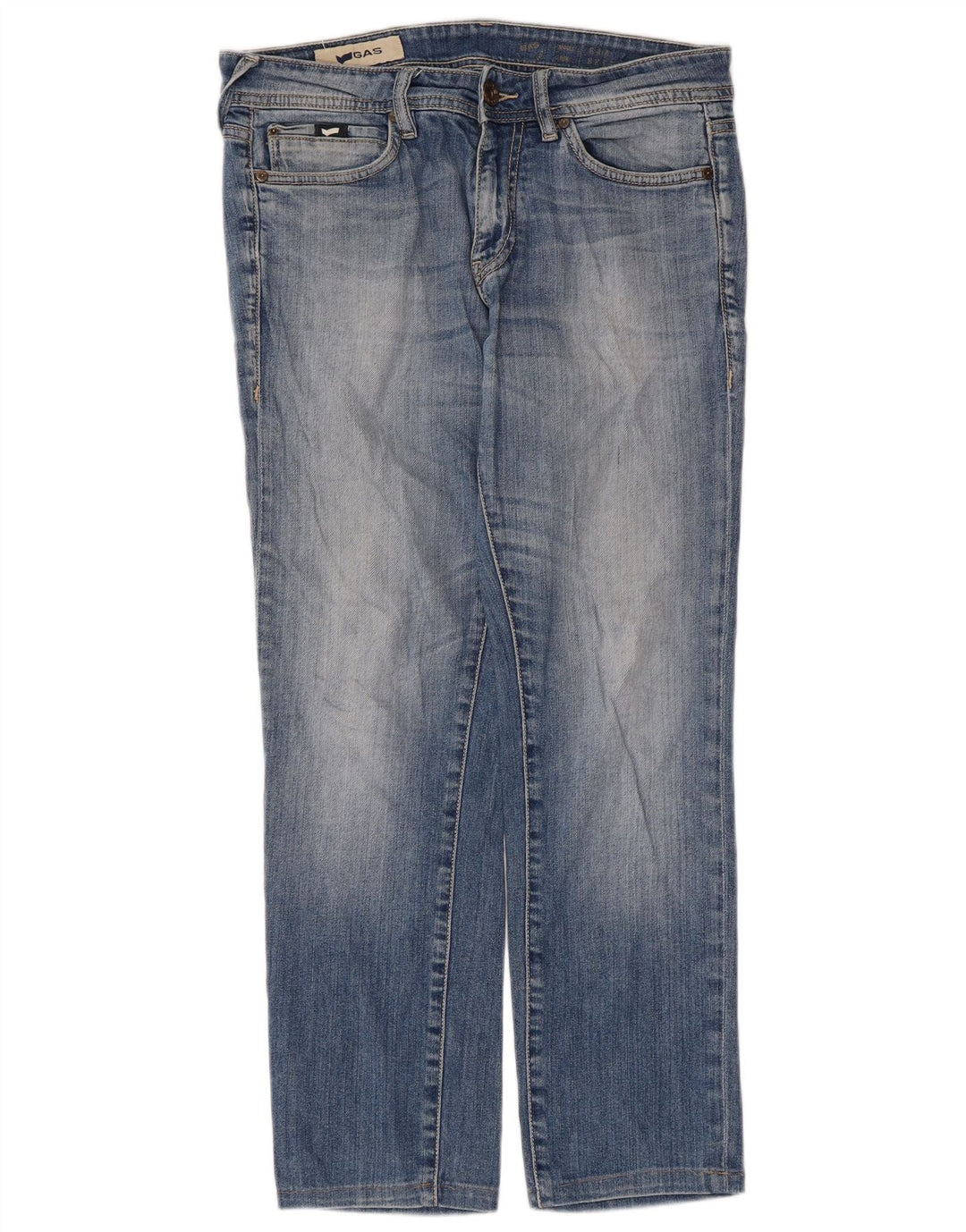 Gas Straight Jeans til kvinder W33 L27 Blå Bomuld