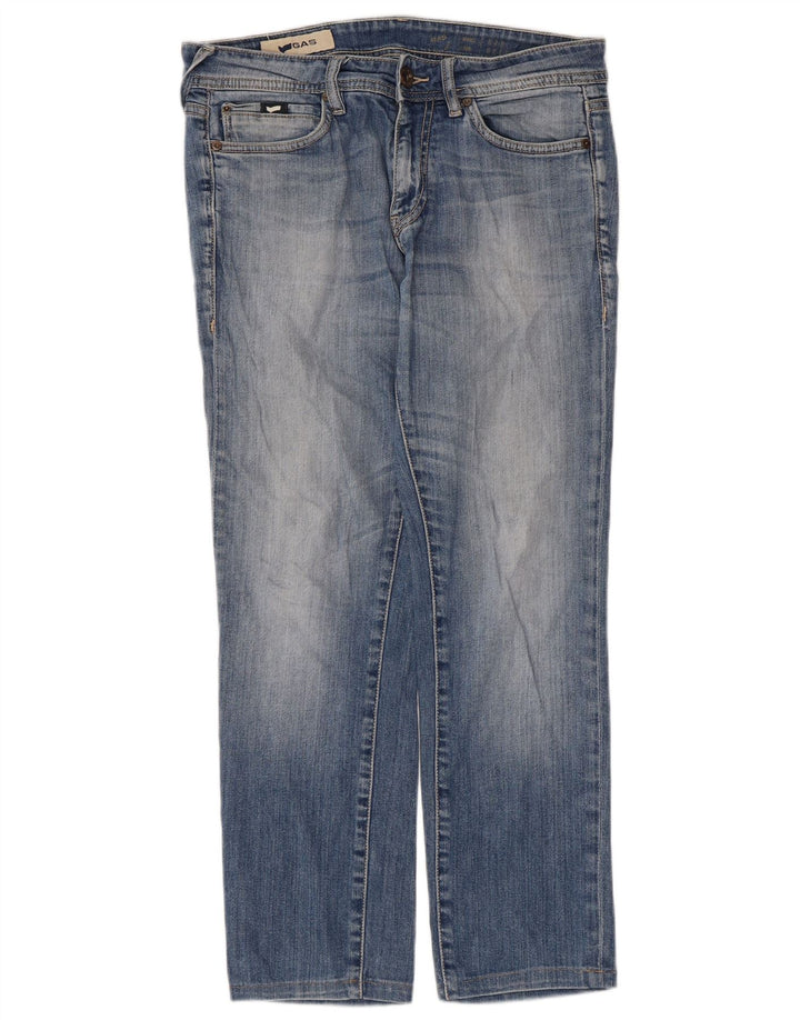 Gas Straight Jeans til kvinder W33 L27 Blå Bomuld