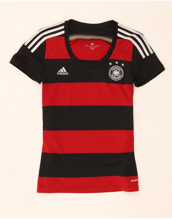 Adidas Dame Deutscher Fussball Bund T-Shirt Top UK 8/10 Small Black