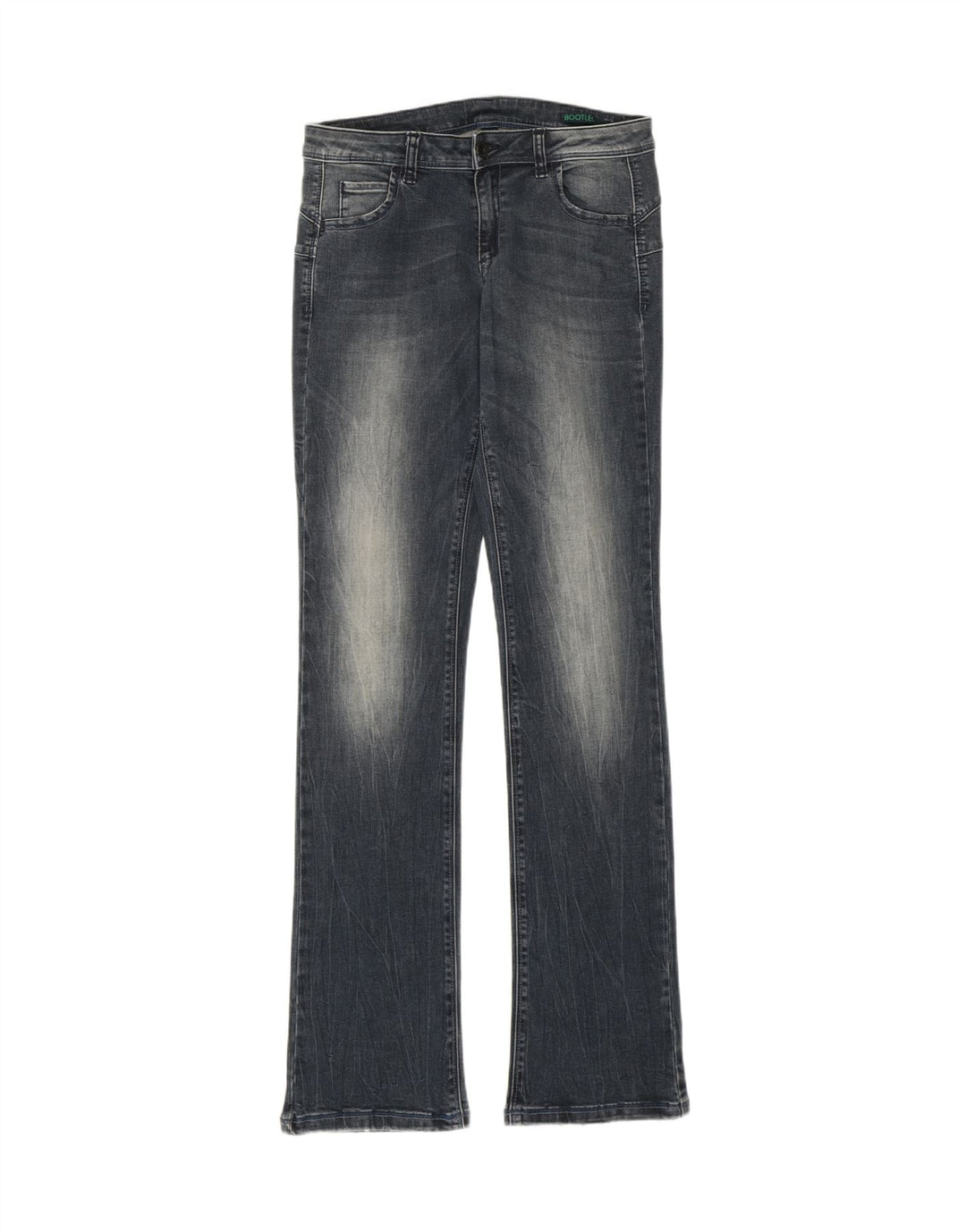 Benetton Dame Acid Wash Bootcut Jeans W28 L33 Blå Bomuld