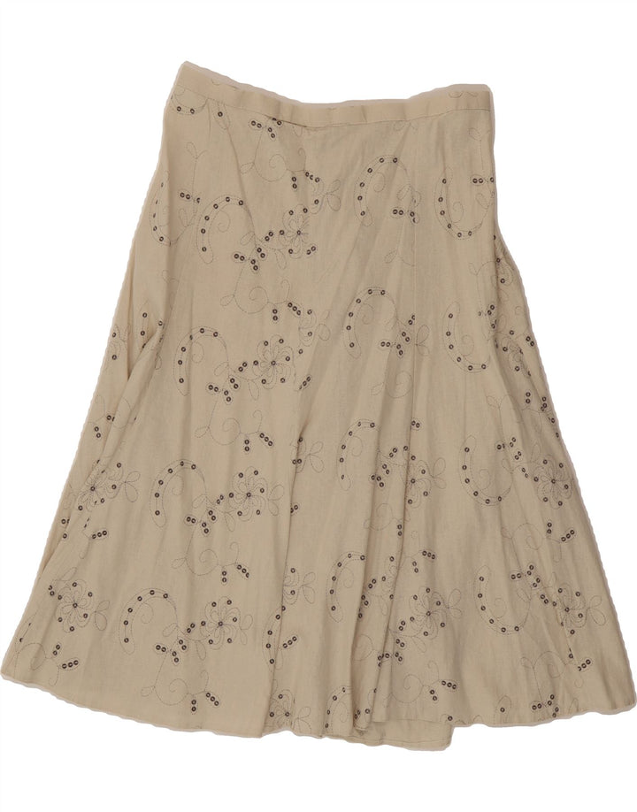 VINTAGE Womens A-Line Skirt W30 Medium Beige Floral Vintage Vintage and Second-Hand Vintage from Messina Hembry 