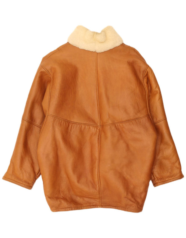 Vintage Dame Oversized Shearling Jacket IT 44 Medium Brun