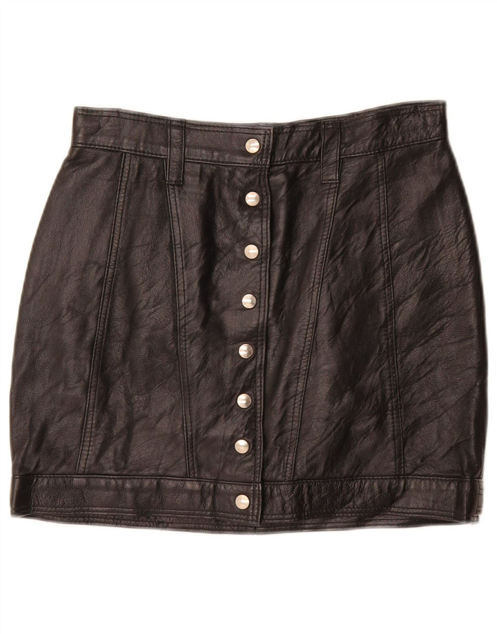 Vintage dame mini læder nederdel W26 lille sort