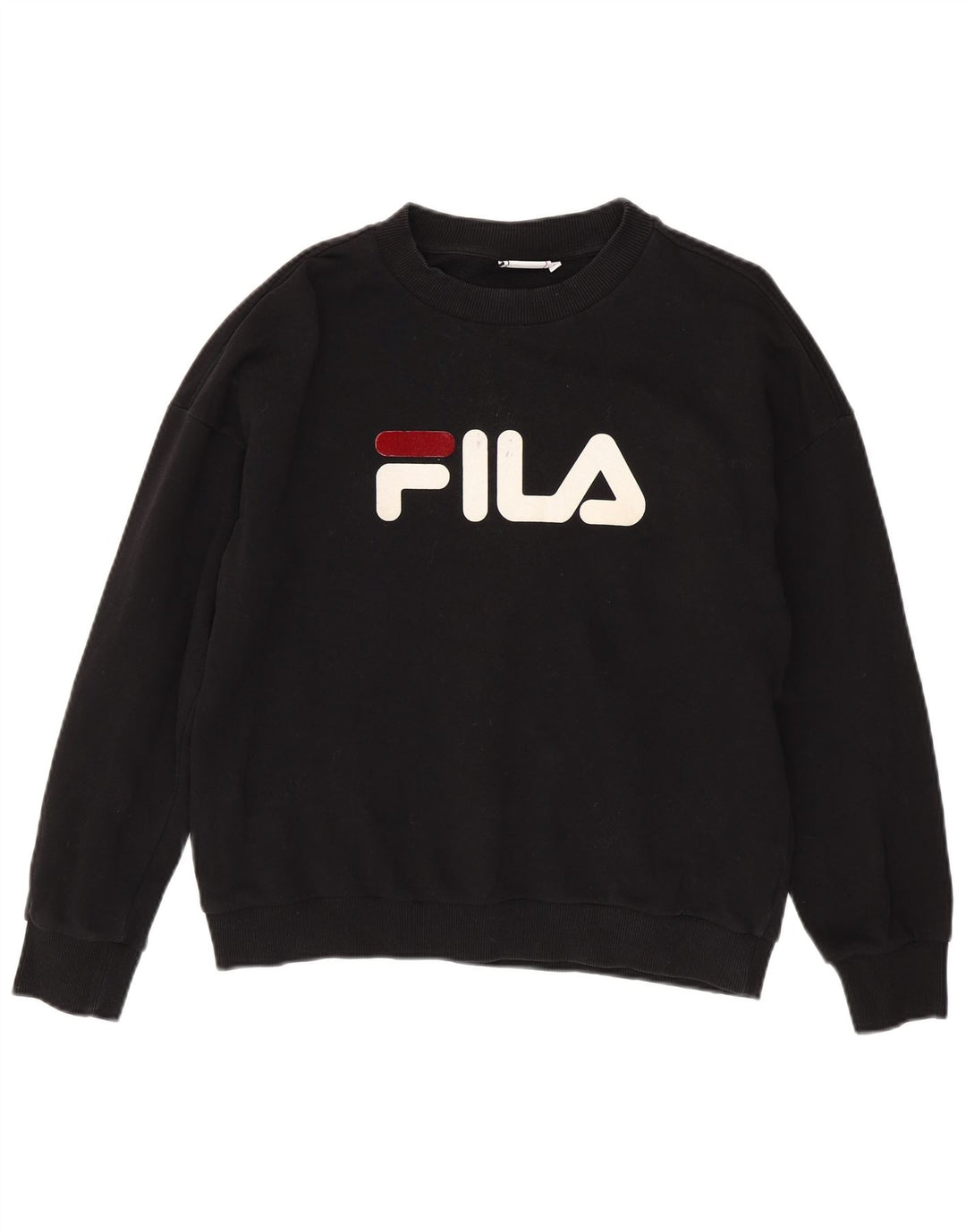 FILA grafisk sweatshirt til kvinder UK 16 Stor sort bomuld