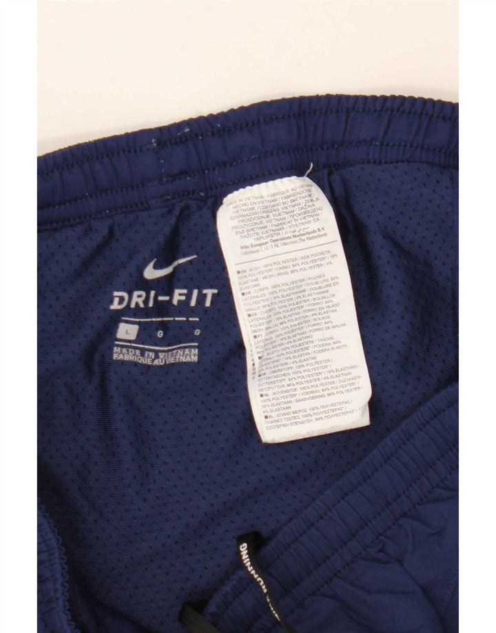 Nike Herre Dri Fit sportsshorts store marineblå stribet polyester