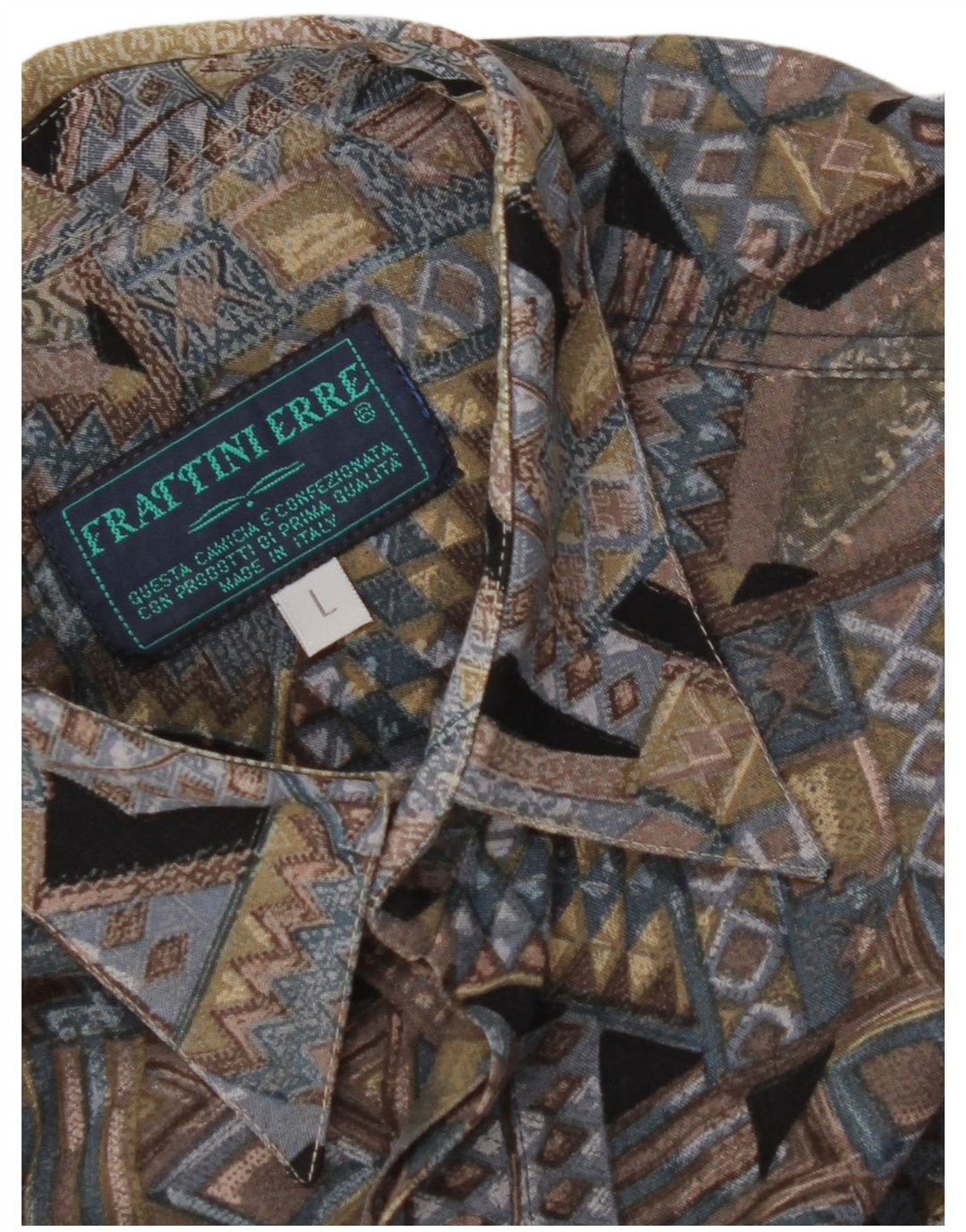 VINTAGE Mens Shirt Large Grey Geometric