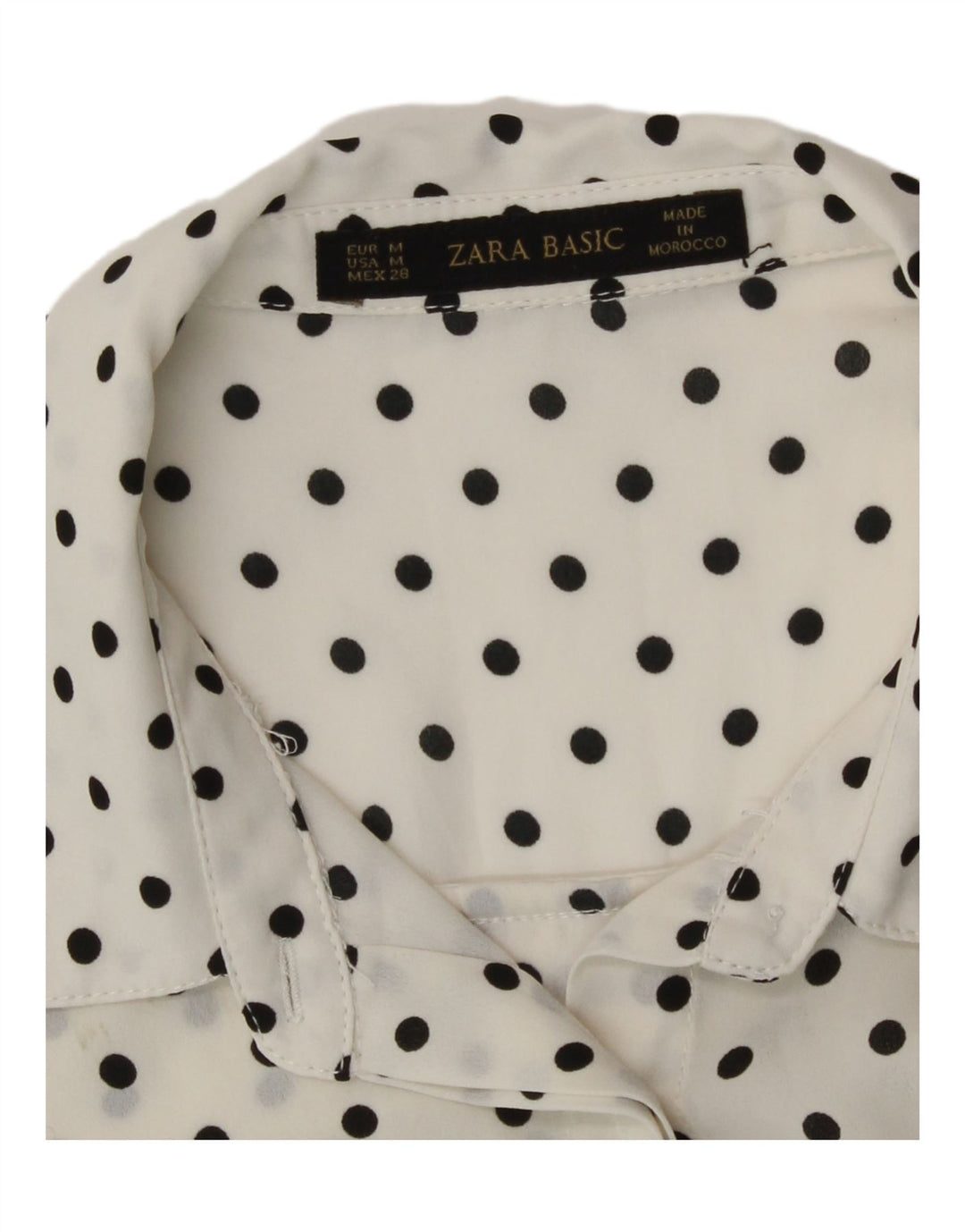Zara Dame Se Through Shirt UK 14 Medium White Polka Dot