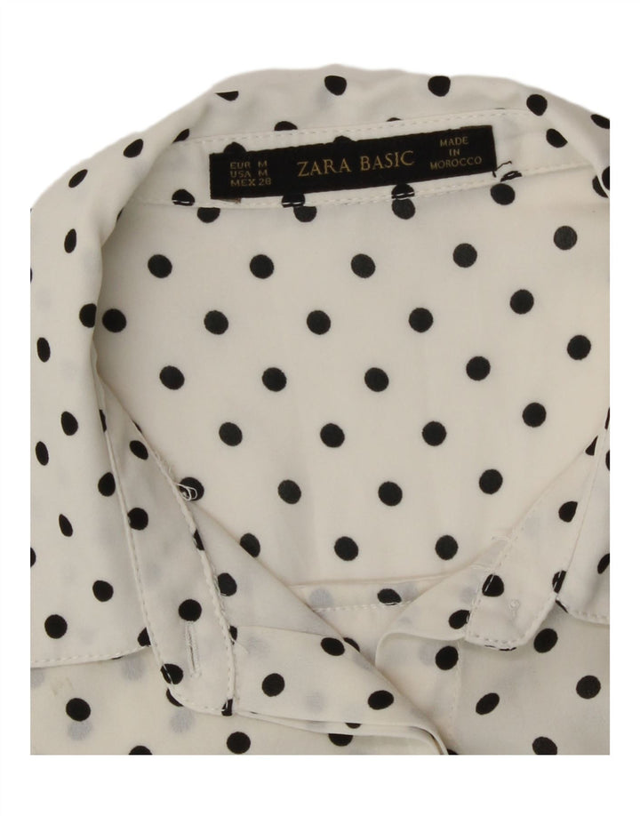 Zara Dame Se Through Shirt UK 14 Medium White Polka Dot