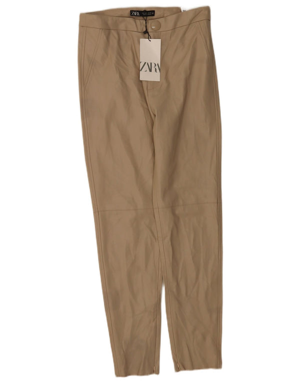 Zara Womens High Waist imiteret læder Leggings Medium W28 L27 Beige