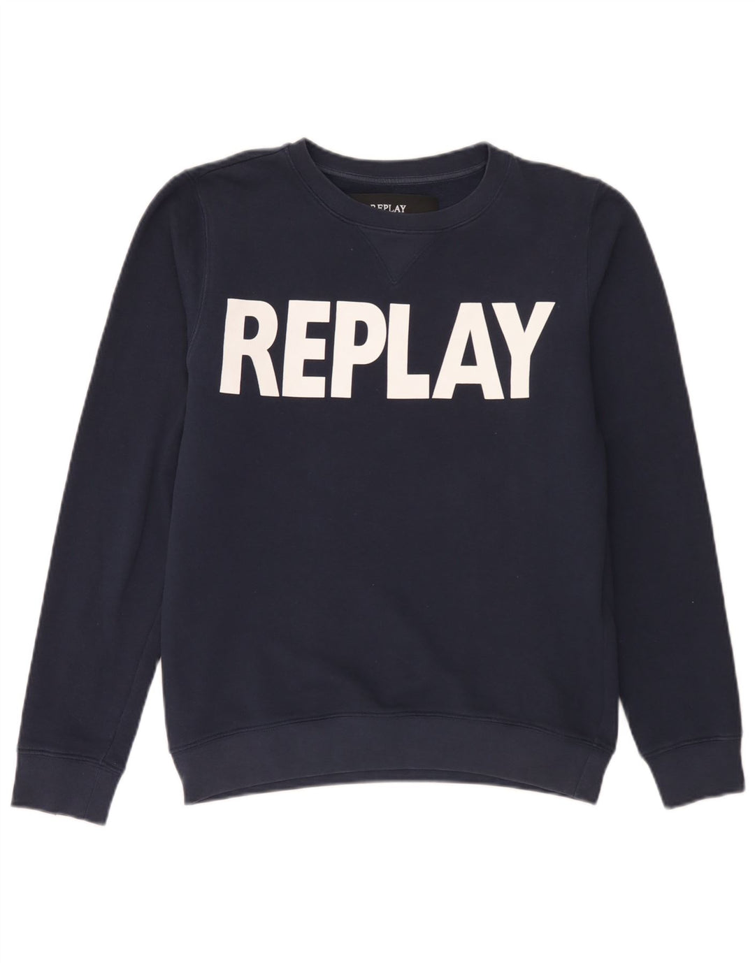 Replay Herre Grafisk Sweatshirt Jumper Medium Navyblå Bomuld