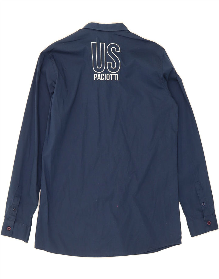 CESARE PACIOTTI Boys Graphic Shirt 14-15 Years Navy Blue Cotton Vintage Cesare Paciotti and Second-Hand Cesare Paciotti from Messina Hembry 