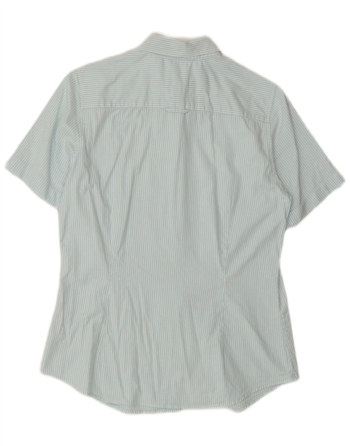 GANT kortærmet skjorte til kvinder UK 12 Mellemblå nålestribet bomuld