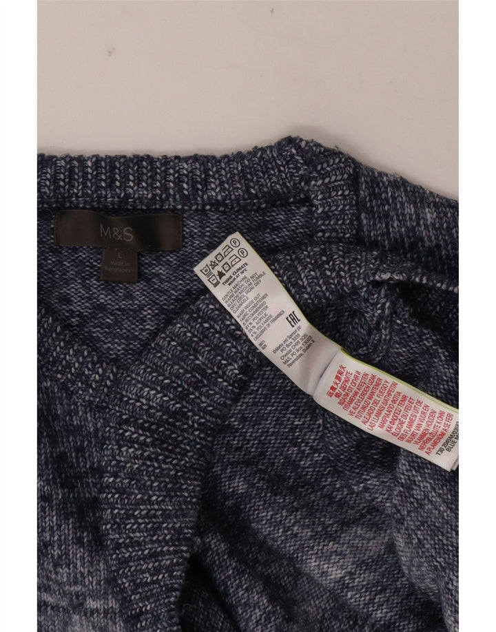 Marks & Spencer Herre sweater med rund hals, stor blå stribet polyester