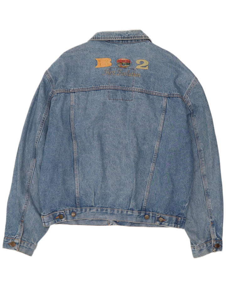 Base 92 Herre grafisk denimjakke UK 42 XL Blå